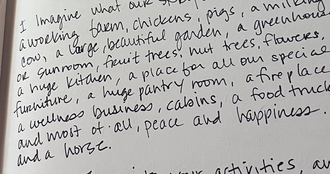 Handwritten journal entry listing farm dreams before moving to Missouri