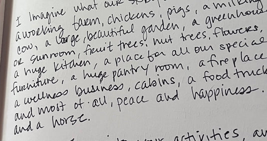 Handwritten journal entry listing farm dreams before moving to Missouri